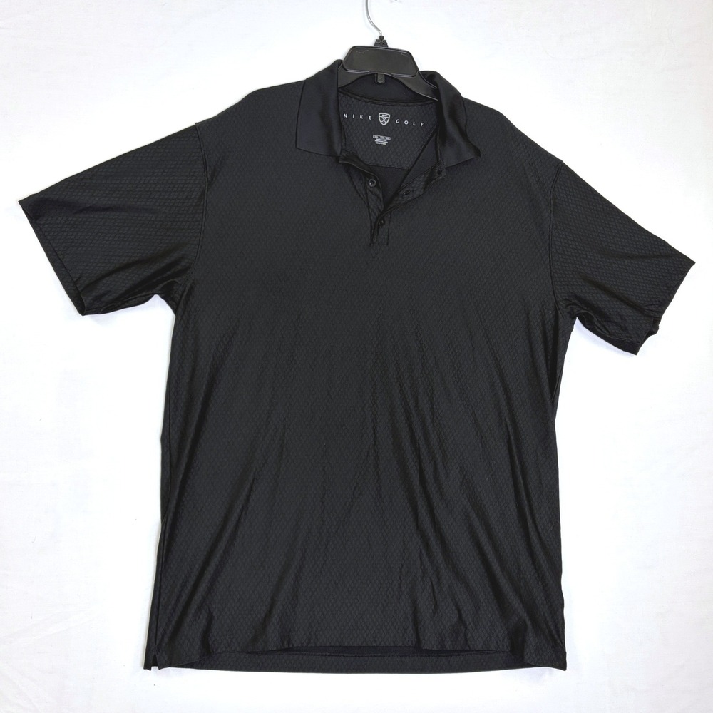 Nike Golf Fit Dry Polo Shirt Mens XXL Black Diamond Texture Short Sleeve